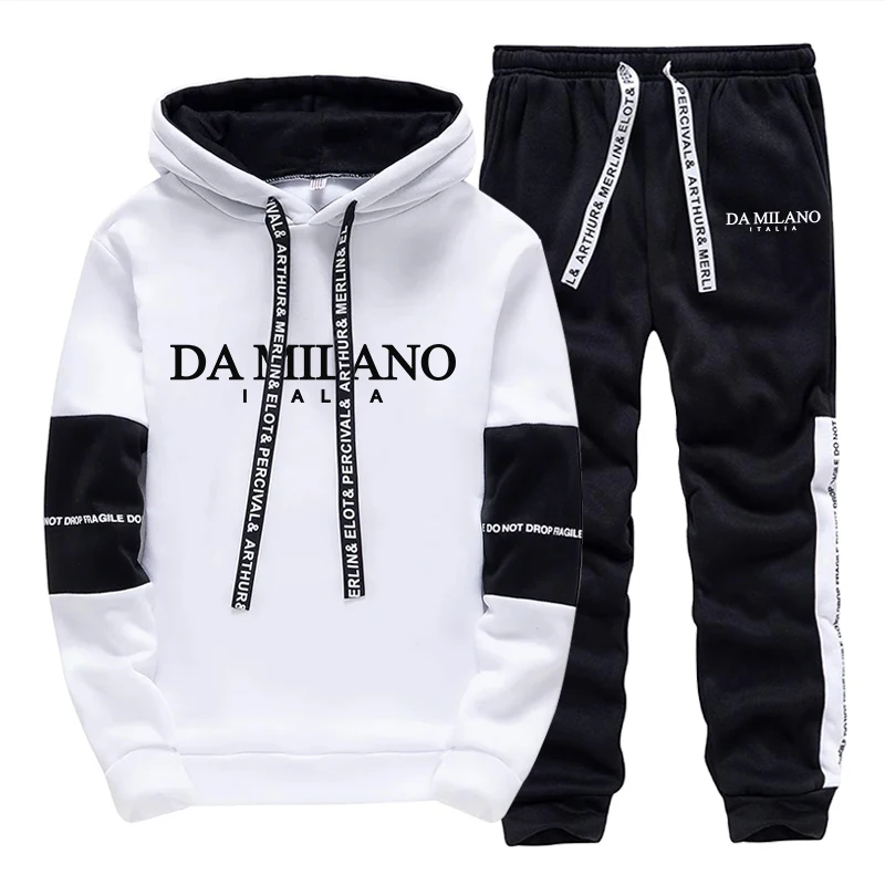 Winter Clothing Hoodie - Czarno-biały męski dres na jesień i