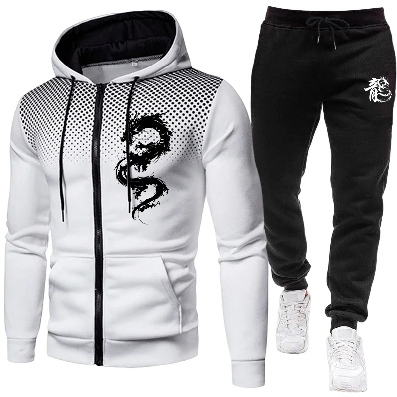 Męski Zestaw z Nadrukiem Smoka – Winter Clothing Hoodie recenzja i cena
