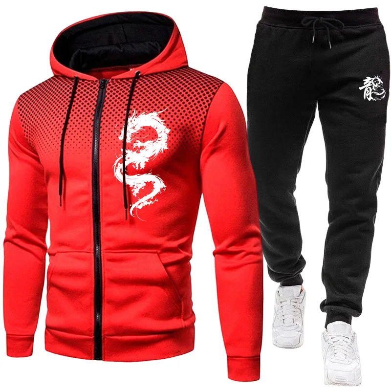 Męski Zestaw z Nadrukiem Smoka – Winter Clothing Hoodie recenzja i cena