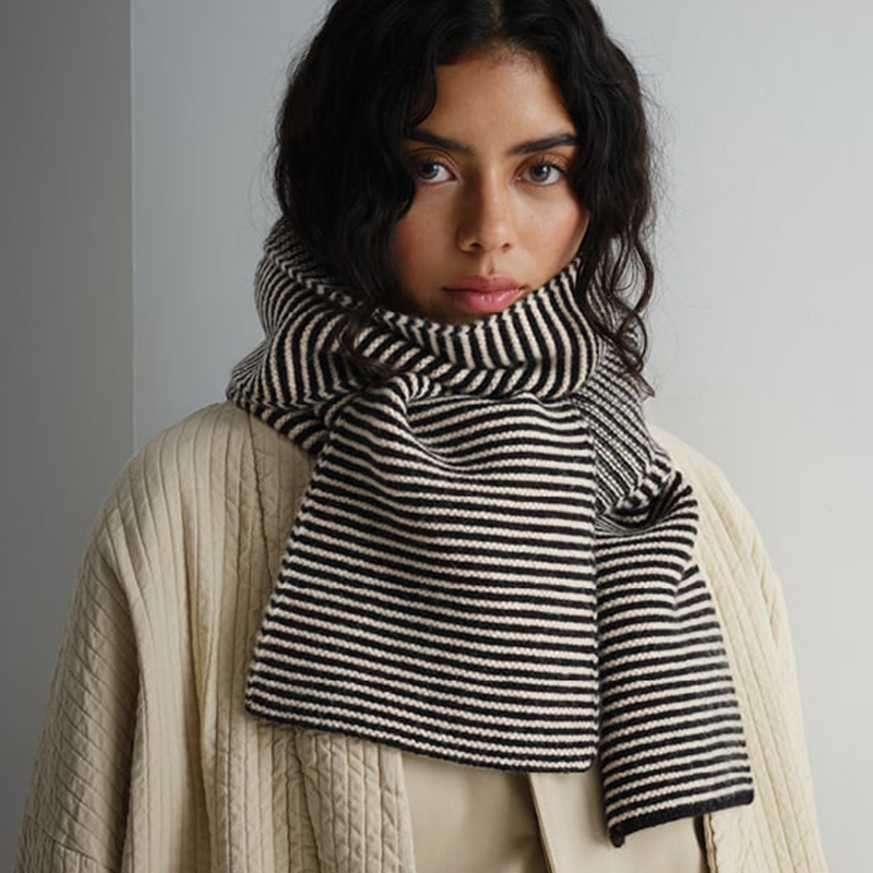 Luksusowy szalik w paski z dzi – Winter Clothing Korea recenzja i cena